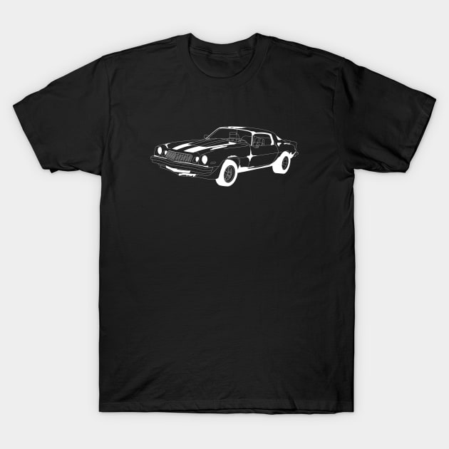 Camaro Bumble Bee White Outline T-Shirt by kindacoolbutnotreally